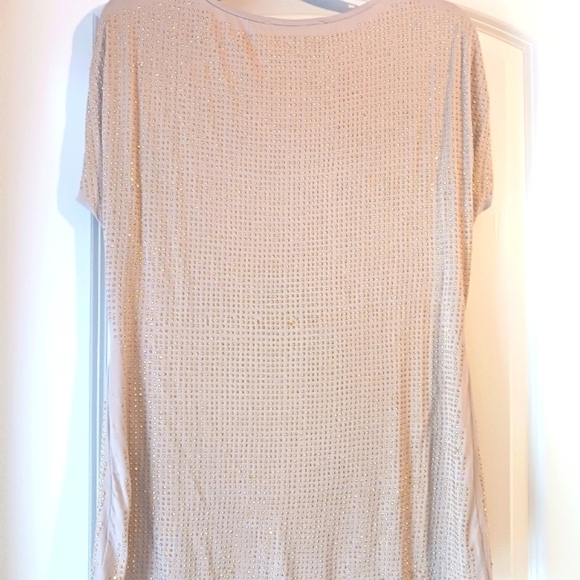 Boston Proper Soft Elegant Beige Studded Women's Top Tie String On Shoulder - Picture 9 of 11